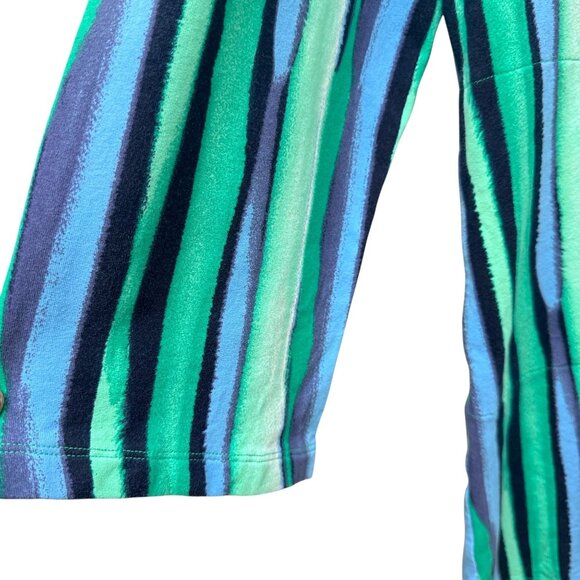 Denim & Co Beach Cover Up Plus Size 1X  Blue Stripe French Terry Womens Hoodie - Picture 11 of 13